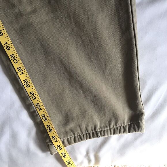LL Bean Pants Men Tag 37 /Actual 32x28 Khaki Flannel Plaid Lined Pleated Vintage - Picture 7 of 9